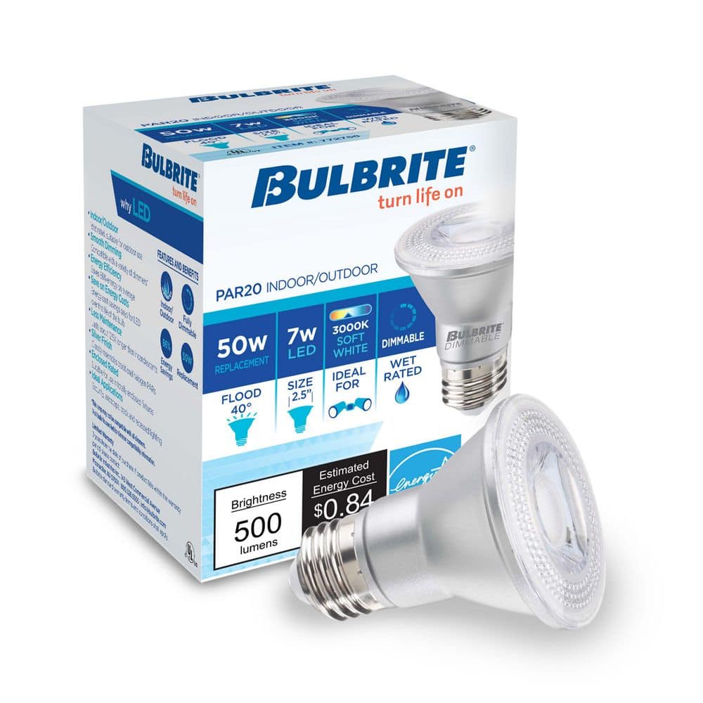 50 Watt Equivalent White Dimmable LED Flood Light Bulb Pack