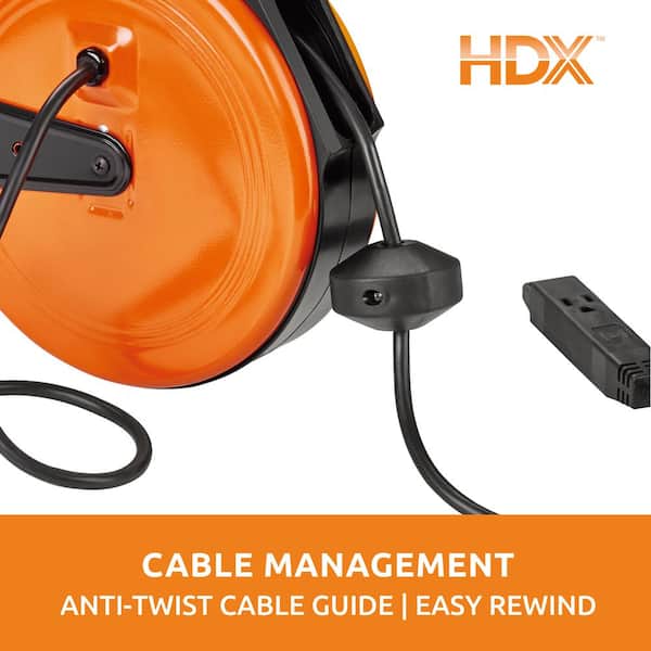 BLACK+DECKER Retractable Extension Cord, 20 ft with 4 Outlets - 16AWG SJT  Cable - Compact Power Cord Reel 