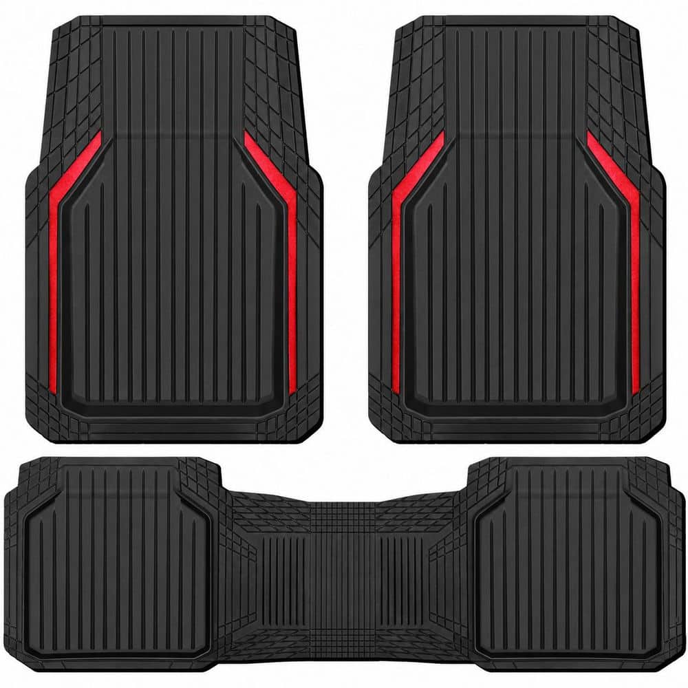 Heavy Duty All Weather Universal Trim Rubber Car Floor Mat Cargo Mat Waterproof Deep Dish Design 3pcs Black Red price history on PriceWatchPro
