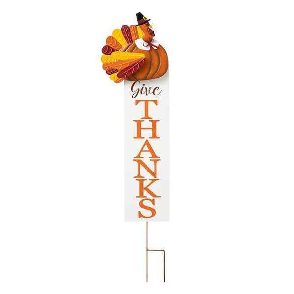 36 in. H Thanksgiving Metal Turkey "Give Thanks" Yard Stake