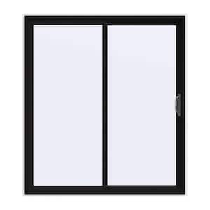 72 in. x 80 in. V-4500 Contemporary Black FiniShield Vinyl Right-Hand Full Lite Sliding Patio Door w/White Interior