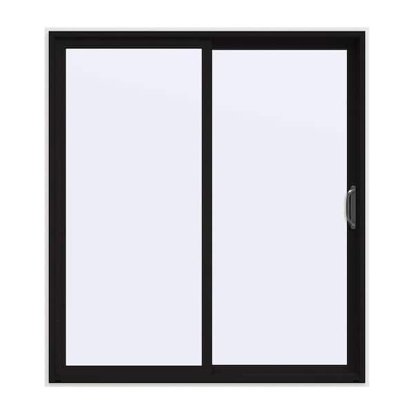 JELD-WEN 72 in. x 80 in. V-4500 Contemporary Black FiniShield Vinyl Right-Hand Full Lite Sliding Patio Door w/White Interior