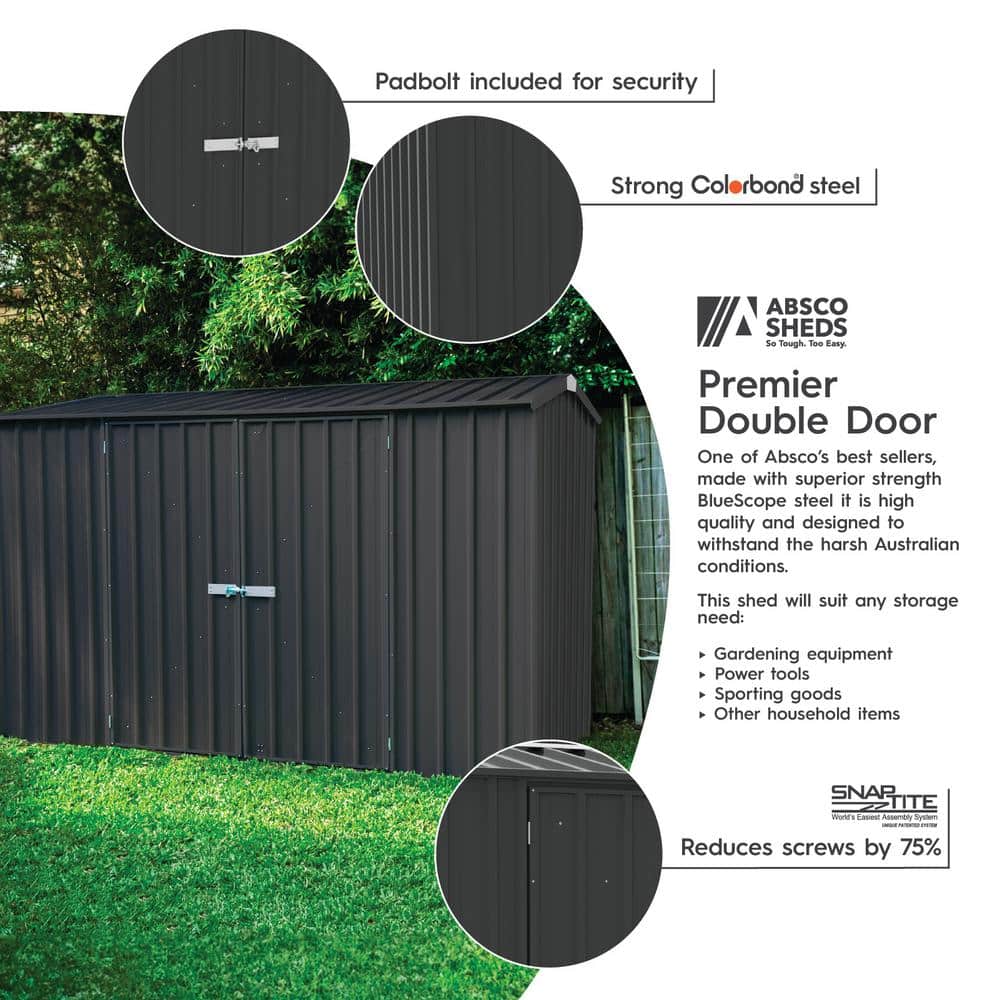 Absco 10' x 5' Gray Galvanized Steel Metal Storage Shed
