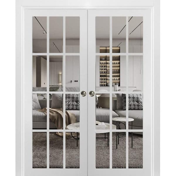 60 in. x 80 in. 2 Panel White Finished Solid Wood Sliding Door with Hardware