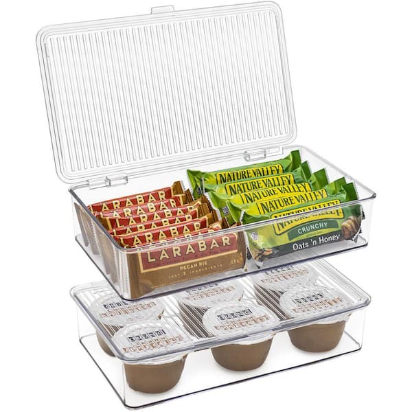 Sorbus Clear Plastic Storage Bins with Dividers Stackable