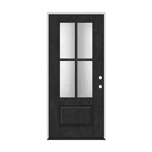 Regency 36 in. x 80 in. 3/4-Lite 4SDL Oasis Decorative Glass LHIS Prefinish Onyx Fiberglass Prehung Frontdoor w/ Brkmold