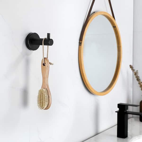 Bath 4-Pack Knob-Hook Robe/Towel Hook Wall Mounted Clothes Hooks in Matte Black