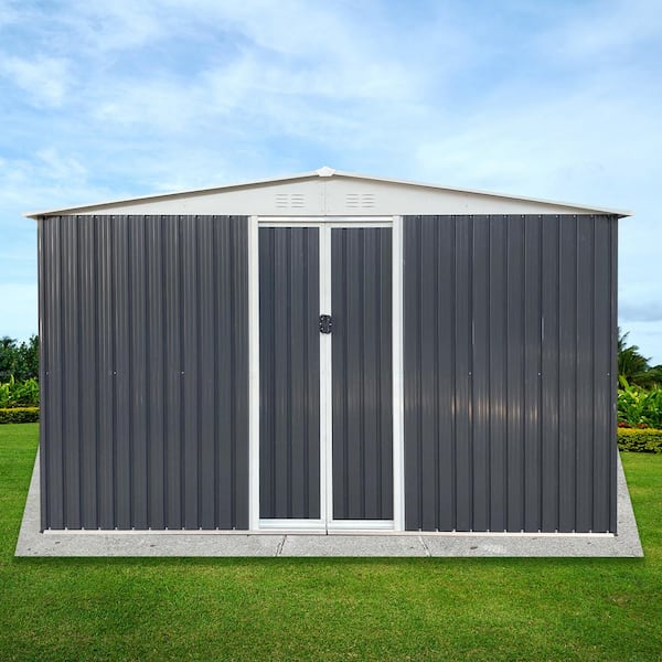 12 ft. W x 10 ft. D Metal Shed with Double Door