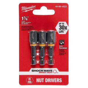 SHOCKWAVE Impact Duty 5/16 in. x 1-7/8 in. Black Oxide Magnetic Nut Driver (3-Pack)