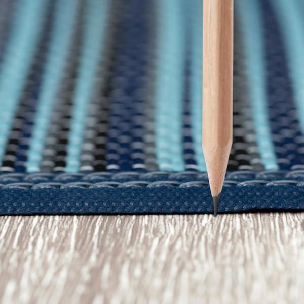 Luna Navy 6 ft. x 9 ft. Stripes Indoor/Outdoor Area Rug