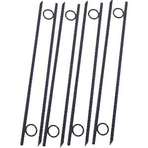 8-Pieces 3/8 x 18 in. Black Steel Durable Heavy-Duty Tent Ground Stakes with Angled Ends and 1 in. Loops