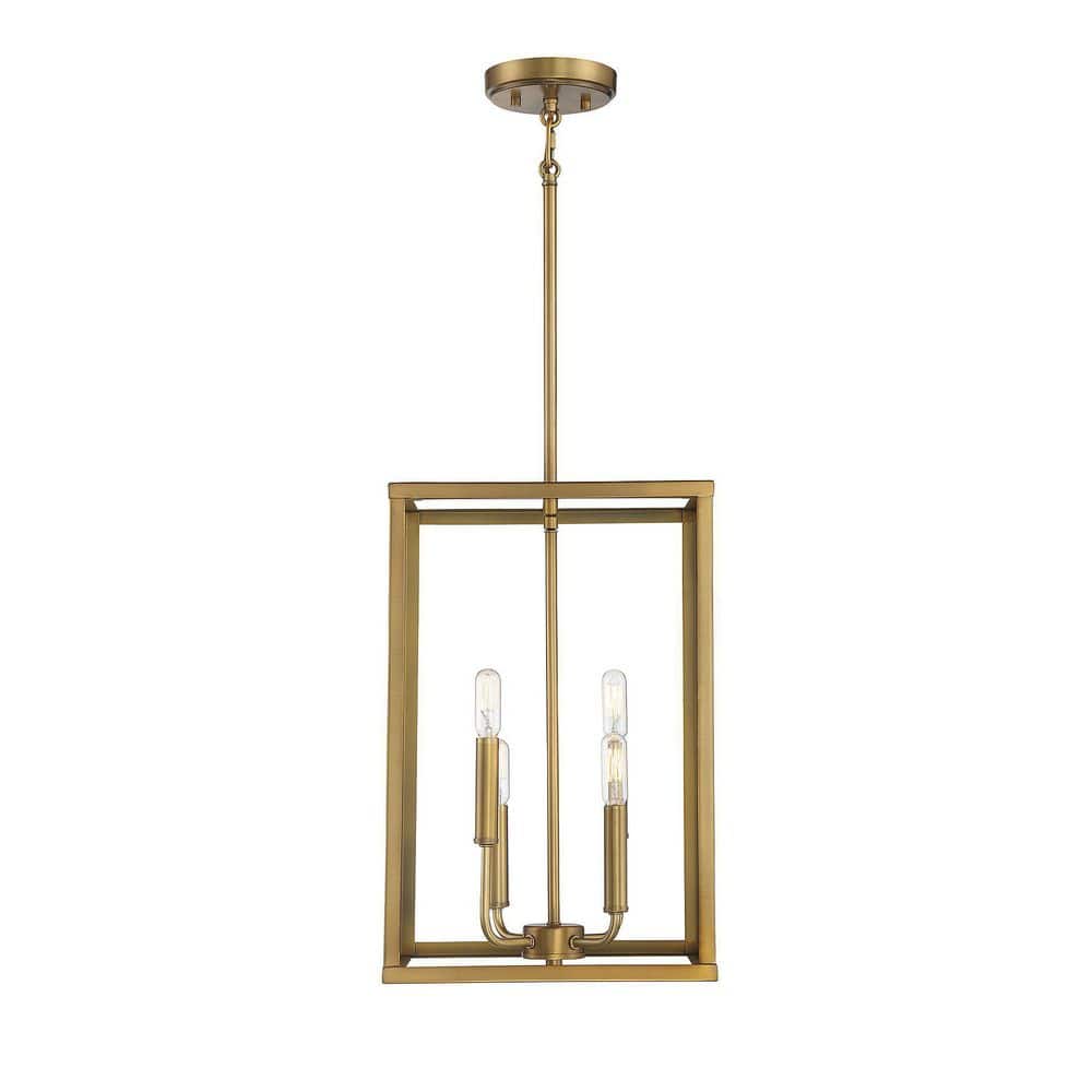 Meridian 18" Natural Brass 4-Light Geometric Pendant