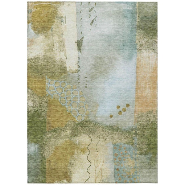 Chantille Machine Washable Indoor/Outdoor Abstract ACN2127 Green 8 ft. x 10 ft. Area Rug