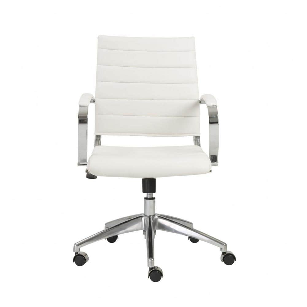 HomeRoots Amelia White Low Back Office/Desk Chair 370492 - The Home Depot