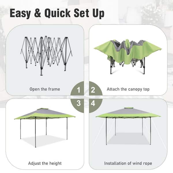 PHI VILLA 13 ft. x 13 ft. Green Portable Gazebo Pop-Up