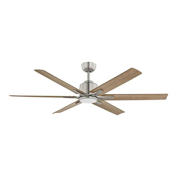 Kensgrove II 60 in. Smart Indoor/Outdoor Brushed Nickel Ceiling Fan with Remote Included Powered by Hubspace