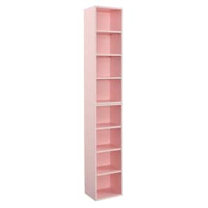 8-Tier Pink Tall Narrow Pantry Organizer Media Tower Rack with Adjustable Shelves