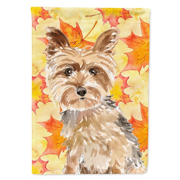 Caroline's Treasures 11 in. x 15-1/2 in. Polyester Fall Leaves Yorkie Yorkshire Terrier 2-Sided 2-Ply Garden Flag