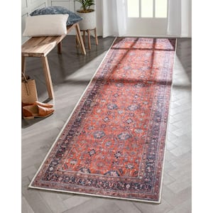 Lotus Daliah Vintage Persian Oriental Red 2 ft. 7 in. x 9 ft. 10 in. Runner Area Rug