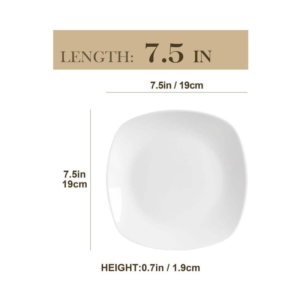 Series Elisa 7.5 in. Gray White Porcelain Dessert Plate Set of 6 - Thumbnail 4