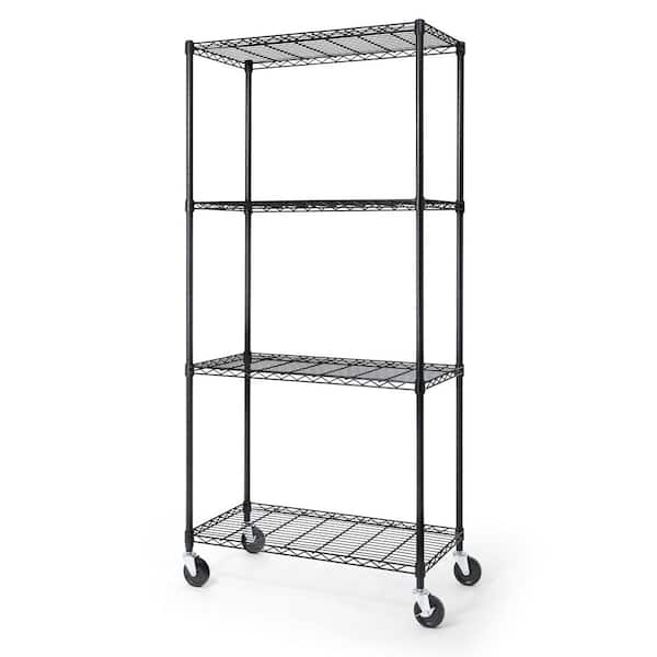 Black 4-Tier Adjustable Welded Steel Heavy Duty Garage Storage Unit Shelving (36 in. W x 72 in. H x 18 in. D)