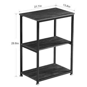 13.8 in. W x 21.6 in. D x 30 in. H 3-Tier Deep Gray Side Table, Stable Open Shelves with Metal Frames, End Table