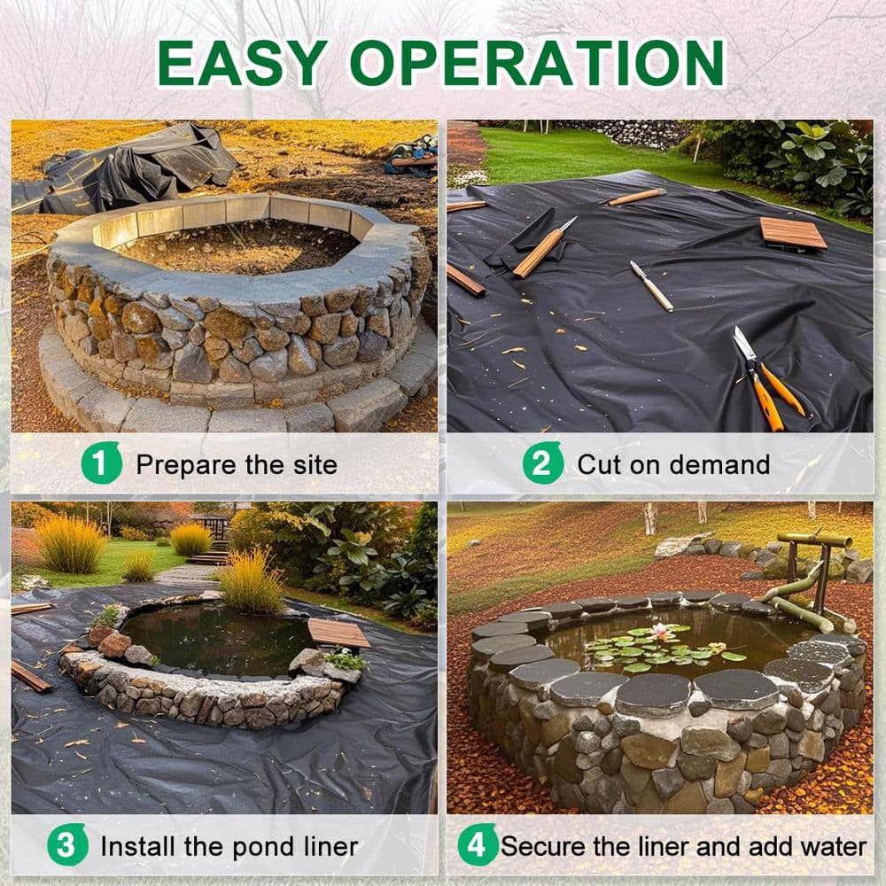 15 x 20ft Black PE Pond Liner for Water Features
