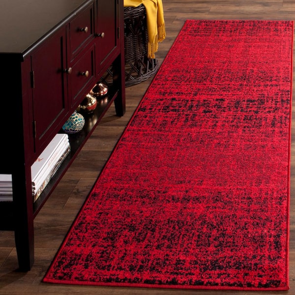 Adirondack Red/Black 3 ft. x 20 ft. Solid Runner Rug