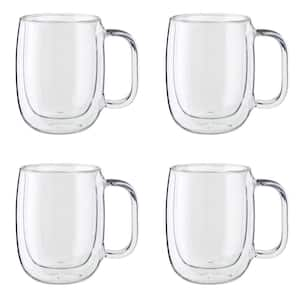 Sorrento Plus 12 oz. Clear Glass Double Wall Coffee Mug, (Set of 4)