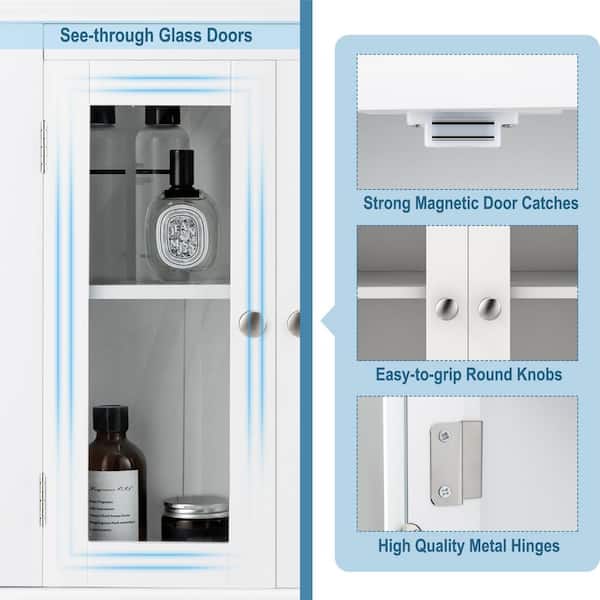 WELLFOR 20-in x 6.5-in White Bathroom Wall Cabinet