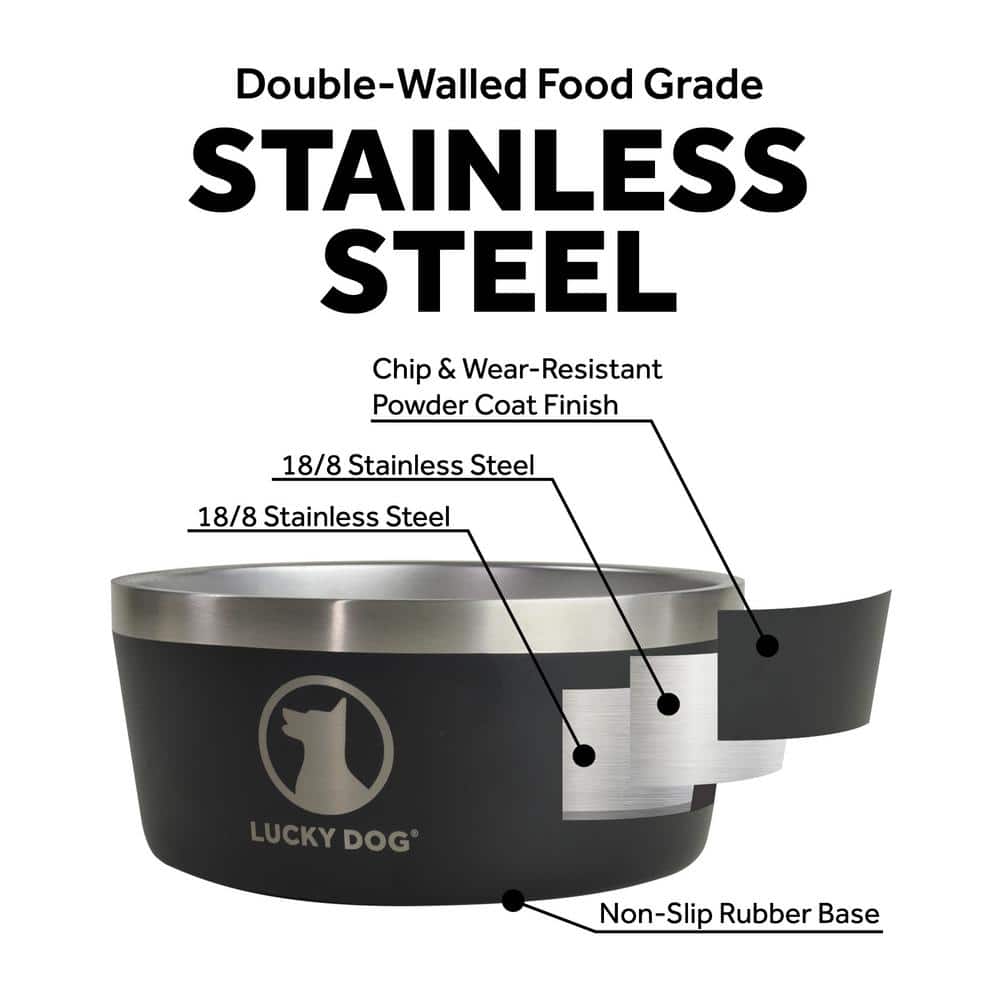 Blue Stainless Steel Non-Slip Dog Bowl, 64 Ounce