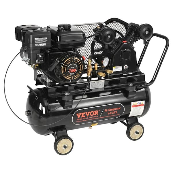 VEVOR 13.2 Gal. Gas Powered Air Compressor 7HP 9 CFM at 115 psi Air Compressor Tank with Wheels Piston Pump for Workshop Sites