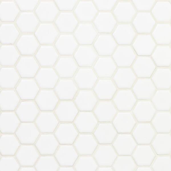 Ivy Hill Tile Bliss Hexagon Matte White 43in. x 0.24 in. Porcelain Floor and Wall Mosaic Tile Sample