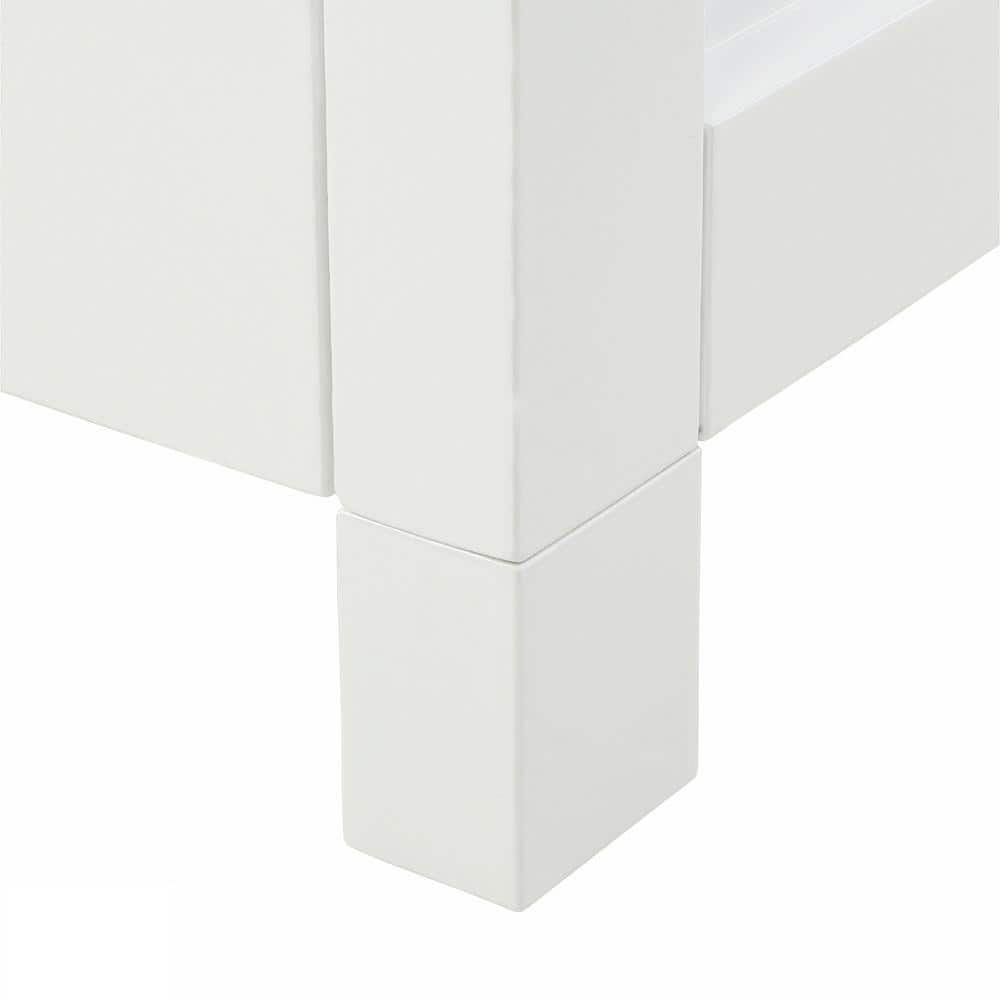 White Engineered Wood Single Vessel Sink Vanity Set with Mirror