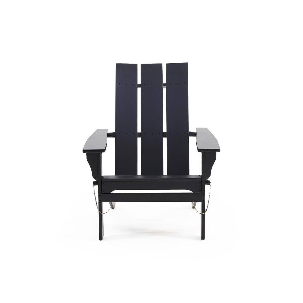 Black Acacia Wood Adirondack Chair for Deck, Patio, or Poolside