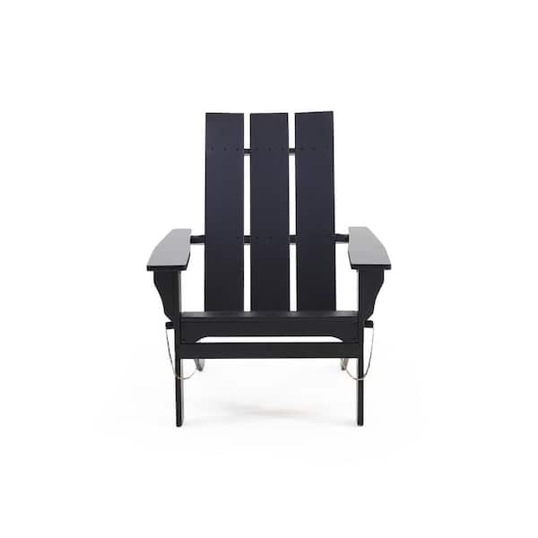 Unbranded Black Acacia Wood Adirondack Chair for Deck, Patio, or Poolside