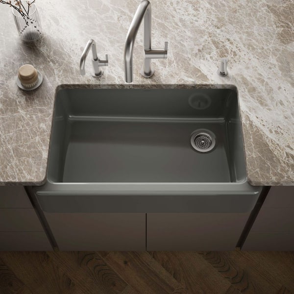 Whitehaven Farmhouse/Apron-Front Cast-Iron 36 in. Single Basin Kitchen Sink in Thunder Grey