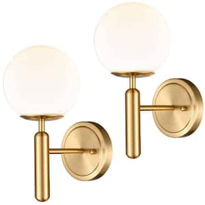 4 in. 1-Light Antique Gold Modern Wall Sconce with Standard Shade