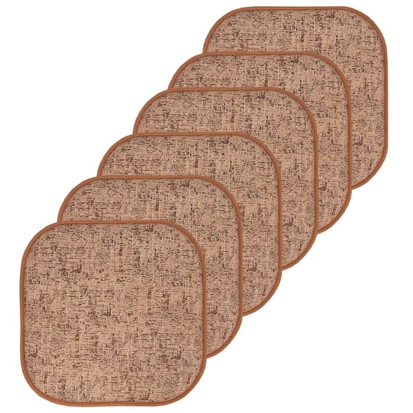Sweet Home Collection Broadway Square Memory Foam 16 in.x16 in. Non-Slip Back, Chair Cushion (6-Pack), Rust/Brown