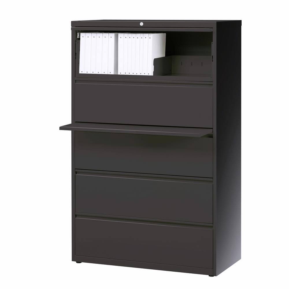 Charcoal 36" Wide 5 Drawer Lockable Lateral File Cabinet