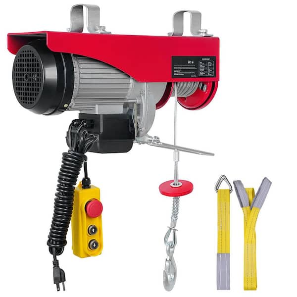 Electric Chain Hoist 1150W 110V Electric Steel Wire Winch with 14 ft. 1320 lbs. Wired Remote Control for Garage, Factory