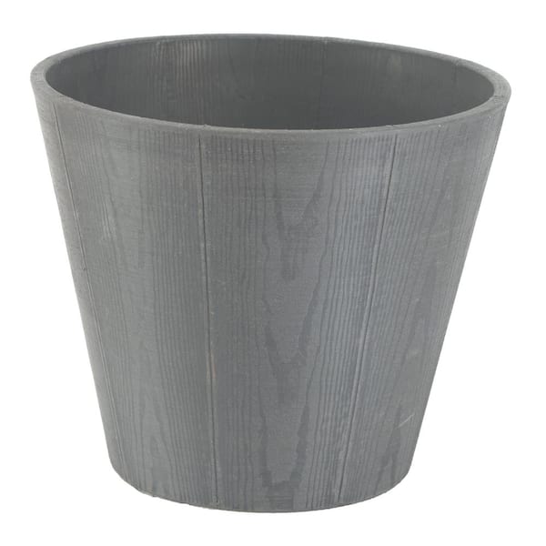 GreenShip Plank 13.8 in. W x 11.4 in. H Light Grey Indoor/Outdoor Resin Decorative Planter 1-Pack