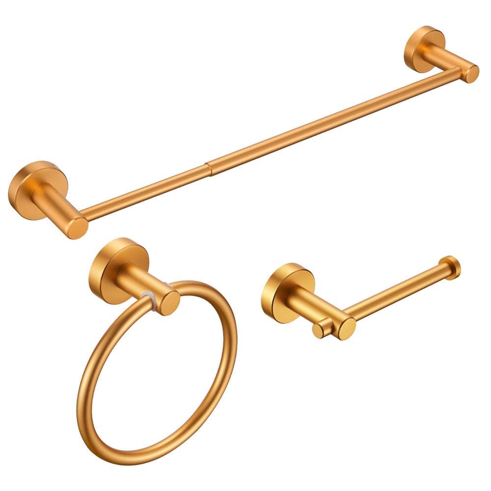 Tileon 3 Pieces Golden Aluminium Bathroom Hardware Set included Hand