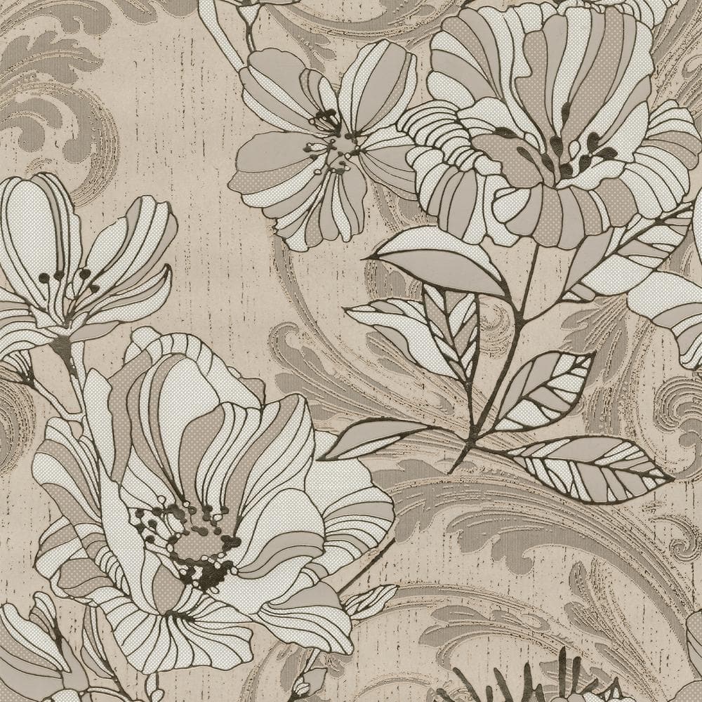 A-Street Prints Selene Gold Mucha Floral Non Woven Paper Non-Pasted Metallic Wallpaper -  4019-86402