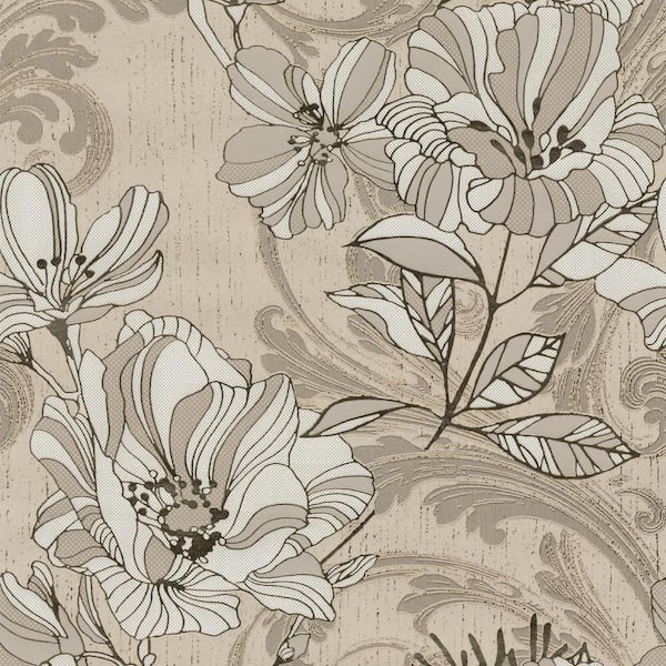 A-Street Prints Selene Gold Mucha Floral Wallpaper Sample