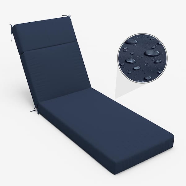 Kimunuk 80 in. x 26 in. x 4 in. Outdoor Water-Resistant Replacement Chaise Lounge Seat Cushion Navy Blue