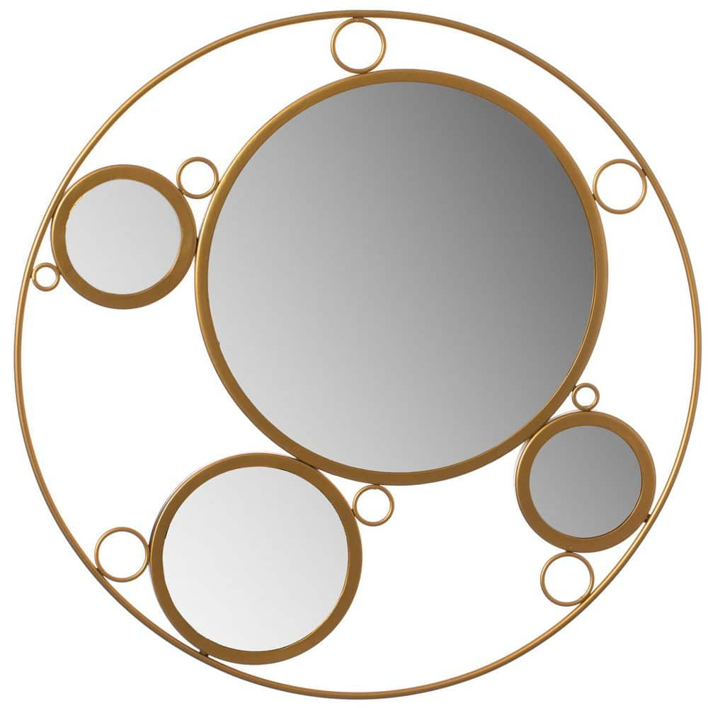 Decorative Round Frame Gold Metal Wall Mounted Modern Mirror with 4 Glass  Mirror Balls Black, 1 unit - Fry's Food Stores