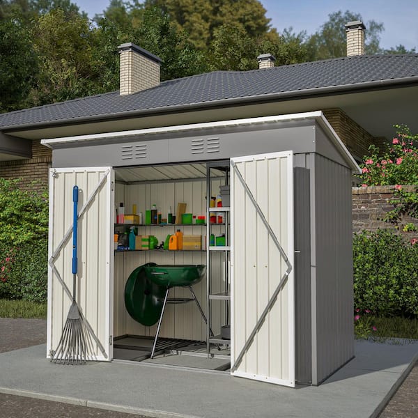 8 ft. W x 4 ft. D Outdoor Metal Tool Storage Shed, Gray (27.5 sq. ft. )