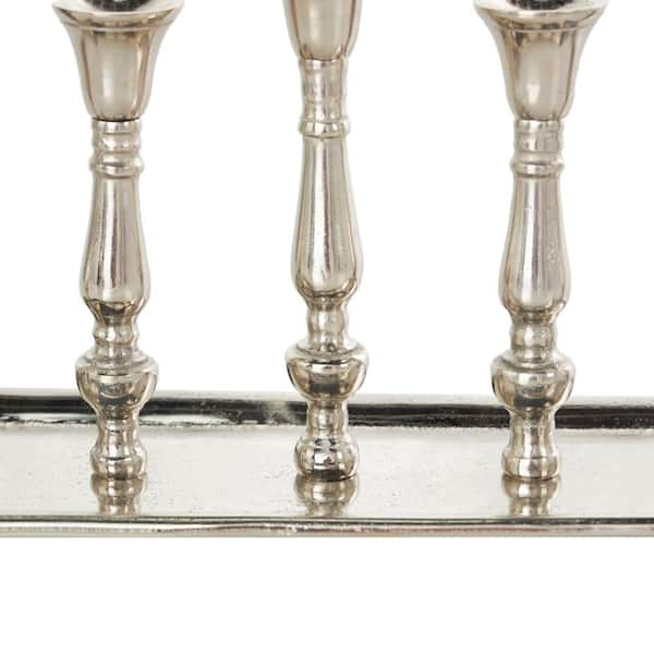 Litton Lane 8 in. Silver Aluminum 5 Candle Candelabra with Candle Plate  044689 - The Home Depot