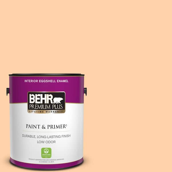 BEHR PREMIUM PLUS 1 gal. #P230-3 Vitamin C Eggshell Enamel Low Odor Interior Paint & Primer